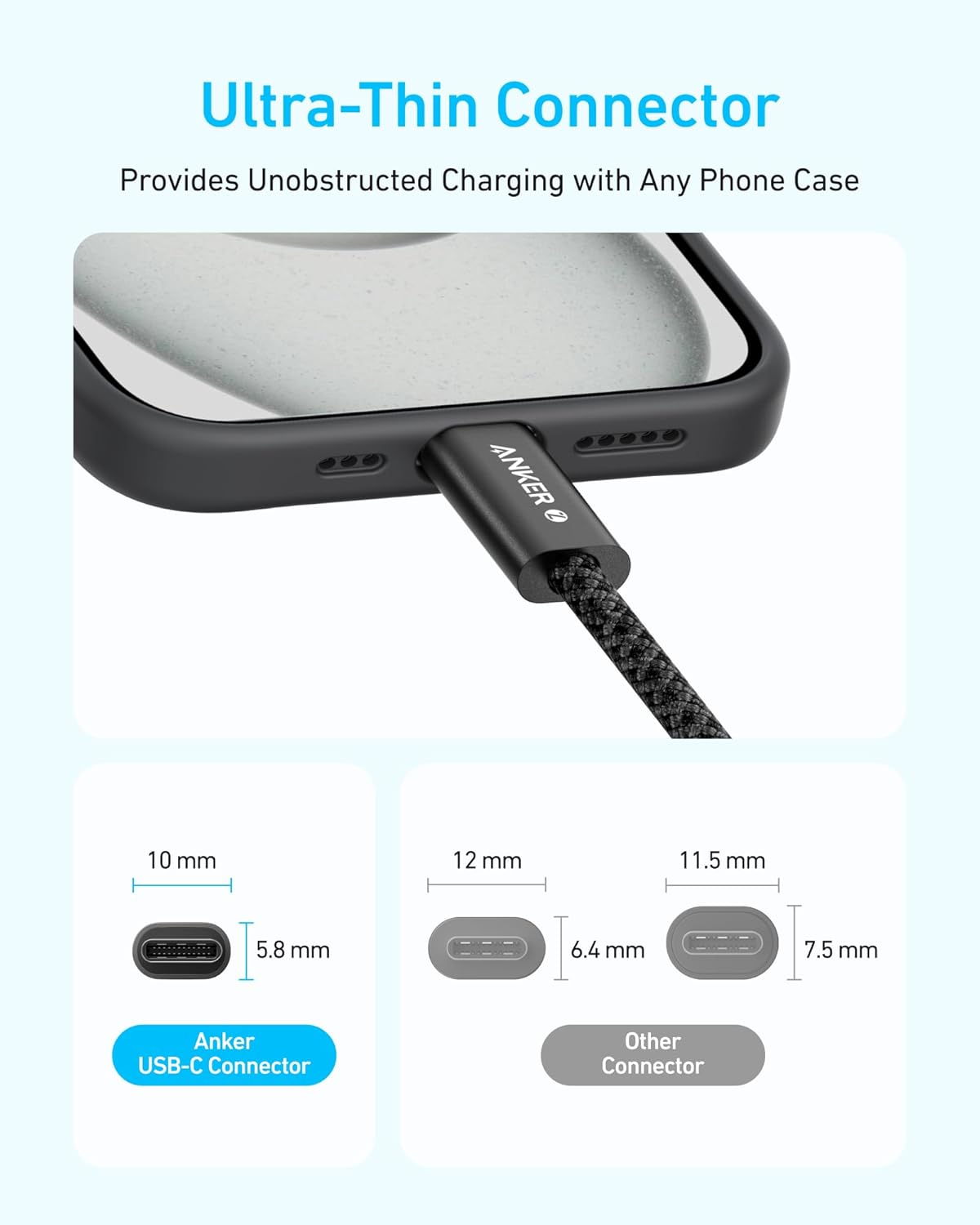 Anker Braided and Dirt-Free Type-C Fast Charging Cable(240W)(1.8m) - Black Anker Braided and Dirt-Free Type-C Fast Charging Cable(240W)(1.8m) - Black